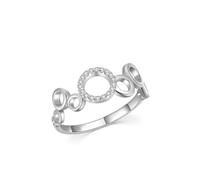 14 K White Gold Rings for Women, Fashion Ring Circle Silver with Round Shape Lab Created Diamond Size M 1/2