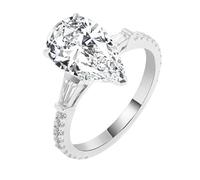 14 K White Gold Rings for Women, Wedding Ring Elegant Band Moissanite White Gold Comfort Fit Size Q 1/2