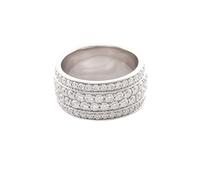 14 K White Gold Wedding Band, Silver Ring Men Eternity Round with Moissanite Size M 1/2