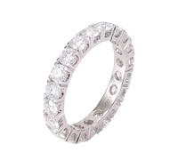 14 K White Gold Wedding Band Women, Gothic Rings for Women Eternity with 0.35Ct Round Shape Moissanite Size P 1/2