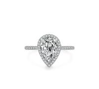 14 K White Gold Wedding Band Women, Womens Rings Western with 3ct Pear Shape Moissanite Silver Size J 1/2