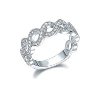 14 K White Gold Wedding Rings for Women, Vintage Engagement Ring Infinity with Diamond Size R 1/2