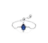 14 Karat Engagement Rings for Wife, Adjustable White Gold Wedding Bands with Created Sapphire Solitaire Women's Solid Real Gold Promise Ring with Diamond Size L 1/2