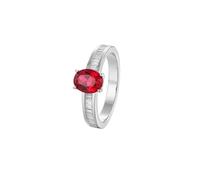 14 Karat Gold Ring for Women, Simple Engagement Ring Red Lab Ruby 1ct Band 585 White Gold with Moissanite Size K 1/2