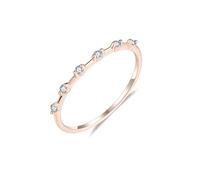 14 Karat Gold Ring for Women, Simple Engagement Ring White Diamond 0.07ct Band 585 Rose Gold Size R 1/2