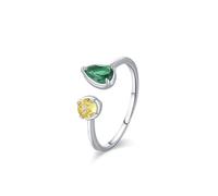14 Karat Gold Rings for Women, Open Band 0.5ct Lab Grown Emerald Wedding Engagement Bands Solid White Gold Promise Ring with Citrine for Her Size L 1/2