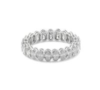 14 Karat White Gold Ring, Womens Wedding Ring Band with Oval Moissanite White Gold Birthday Gift Size O 1/2