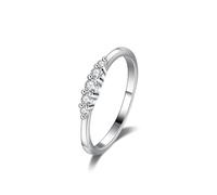 14 Karat White Gold Rings, Wedding Band Women Round with Moissanite Au585 Silver Band Ring Size K 1/2