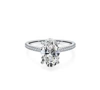 14 Karat White Gold Rings, Wedding Bands Unique with 3ct Oval Moissanite Au585 Silver Band Ring Size N 1/2