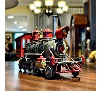 14" L Large Steam Locomotive Engine Cast Metal 19th Cent. Antique Model Train Steampunk Statue Industrial Era Collectible for Home Office Mancave Decor Presents