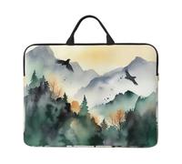 14"" Laptop Case Sleeve Mountain Birds Watercolor Laptop Bag Shockproof Computer Carrying Cover