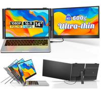14" Laptop Screen Extender Ultra-Thin, Lightweight Portable Dual Laptop Monitor Extender with Speaker, FHD 1080P Travel Display, Plug & Play, HDMI/USB-A/Type-C for Laptops, Works with WINS/Mac/Android