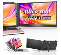 14" Laptop Screen Extender Ultra-Thin, Lightweight Portable Dual Laptop Monitor Extender with Speaker, FHD 1080P Travel Display, Plug & Play, HDMI/USB-A/Type-C for Laptops, Works with Win/Mac/Android