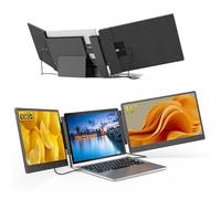 14" Laptop Screen Extender - Upgraded FHD 1080P IPS Triple Portable Monitor: 300% More Efficient, Foldable Ultra-Slim Travel Display for 13-17.3" Laptops,with Stand Plug & Play for Windows/Chrome/Mac