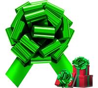14" Large Pull Bow - Metallic Green Giant Gift Wrapping Bow for Cars, Christmas, Birthdays, Weddings & Holiday Party Decorations (1 Pc, Unassembled)