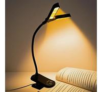 14 LED Rechargeable Book Light,Foldable Double Headed Clip On Reading Light,Eye Caring 3 Color Temperatures,Stepless Dimming Brightness,360° Adjustable Portable Reading Lamp for Book Lovers (black)