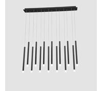 14-Light Black Linear Chandelier Island Pendant Light Minimalist Modern Pendant Lighting Fixture Industrial Farmhouse Long Tube LED Ceiling Hanging Lamp For Dining Room Kitchen Foyer