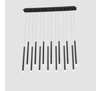 14-Lights LED Pendant Lights Cone Long Tube Hanging Lamp Kitchen Lighting Bar Black Cylinder Long Linear Chandelier,for Living Room