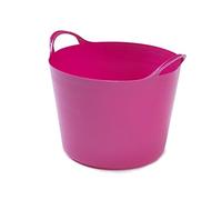 14 Litre Large Hand Carry Hand Held Handy Strong Flexi Tub Bin Basket Garden Home Flexible Rubber Storage Container Bucket- Pink