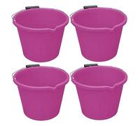 ( ) 14 Litre Plastic Builders Buckets 3 Gallon Water Storage Cement Mixing Bucket with Strong Metal Handle Construction Animal Feeding Car Wash Cleaning Bucket For Home Garden (Pink)