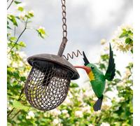14" Metal Hanging Acorn & Kingfisher Birdfeeder