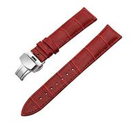 14 mm-24 mm Genuine Leather Watchband with Quick Release Butterfly Buckle Strap Croco Grain Bracelet