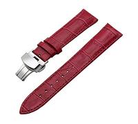14 mm-24 mm Genuine Leather Watchband with Quick Release Butterfly Buckle Strap Croco Grain Bracelet