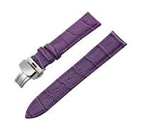 14 mm-24 mm Genuine Leather Watchband with Quick Release Butterfly Buckle Strap Croco Grain Bracelet