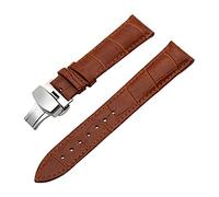 14 mm-24 mm Genuine Leather Watchband with Quick Release Butterfly Buckle Strap Croco Grain Bracelet
