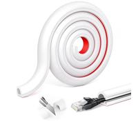 14 mm x 10 mm Cable Duct White, 6 Metre Cable Bridge Floor Self-Adhesive, Flexible PVC Floor Cable Protection, Cable Cover for Hiding a Power Cable, Speaker or TV Cable