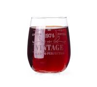 14 Ounce Classic Crystal Stemless Wine Glass,50th Wine Gifts for Women,Vintage 1974 Engraved Personalized Wine Glass,Funny Wine Lover Monogram Gifts for Women,Unique Wine Glasses Gift