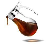 14 oz Glass Syrup Dispenser with No Drip Bottle for Maple Syrup, Honey, Pancake Mix, or Sugar - Dishwasher Safe Container with Metal Easy Pour Lid (414mL)