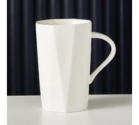 14 OZ Simple Pure Brown Mug, Insulated Travel Cup, Plain Large Tall Ceramic Milk Tea Coffee Mug with Handle, Reusable, as a Gift for Dad Mom Friends(White)