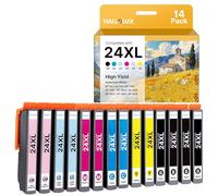 14-Pack 24XL Ink Cartridges Compatible for Epson 24 24XL, Smooth Printing