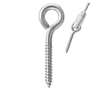 14 Pack 304 Stainless Steel Screw Eyes,Heavy Duty Screw in Eye Hooks Ring, Yoga & Brazilian Hammocks, Swing Chair, Indoor & Outdoor, Self Tapping Screws,Eye Bolt (1 pcs 1/4" hex shank wing nut driver)