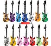14 Pack 43 Inch Large Inflatable Guitar Blow up Guitar Bulk Inflatable Fake Party Prop Rock Star for 80s 90s Themed Carnival Birthday Party Favor