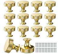 14 Pack Gold Cabinet Knobs 26mm*31mm Kitchen Handles with 28 Screws | Cabinet Knobs Round Knurled Metal Wardrobe Drawer Handles Door Kitchen Hardware Cupboard for Cupboard Dresser