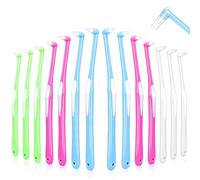 14-Pack Interspace Toothbrush, Single Tufted Toothbrush with Caps, Soft Orthodontic Toothbrush for Braces, Small Toothbrush for Inbetween Teeth Detail Cleaning, Interdental Brush for Gum Care Adults
