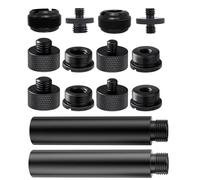14 Pack Microphone Stand Adapter Alloywith Extension Tube,3/8 to 5/8 and 1/4 Threaded Screw Mount for Mic Boom Arm,Camera Tripod,Camera Stand Arm,Fill Light,Projector Support Bracket(Black)