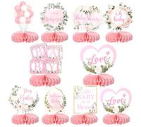 14 Pack Oh Baby Honeycomb Table Centerpieces Decorations Little Baby is on the Way Party Table Topper Photo Cross Kids Birthday Baby Shower Centerpieces Party Supplies Pink