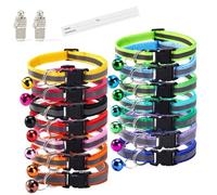 14 Pack Reflective Collars with Bells for Indoor Cats & Small Dogs - Non-Breakaway Secure Buckle, Adjustable 20-32cm, Soft Skin-Friendly for Indoor Cats, Kittens & Small Dogs, Mixed Colours