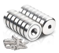 14 Pack Strong Neodymium Magnets with Hole10kg Holding Force,Round Neodymium 16x5mm Magnets with Hole, Extra Strong Screw-On Magnet, Countersunk Pot Magnet with Screws