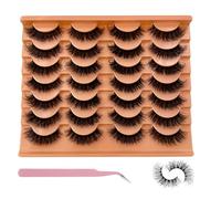 14 Pairs Cat Eye False Eyelashes with Tweezers: Fluffy & Wispy Volume Lashes, 1-Minute Natural Look for Daily Office & Night Out - Reusable Faux Mink Lashes for Women