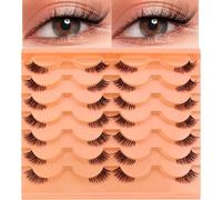 14 Pairs Clear Band Half Eyelashes, Cat Eye, 12 mm Short Cat Eye Artificial Eyelashes, Natural Look, 1/2 Corner False Eyelashes Set, 3/4 Corner Eyelashes, Reusable, Lightweight Makeup Eyelashes (14C