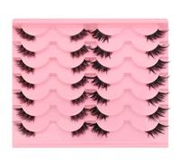 14 Pairs Clear Band Half Eyelashes, Cat Eye, 2 Styles Mixed 12 mm Short Cat Eye Artificial Eyelashes, Natural Look, 1/2 Corner False Eyelashes, 3/4 Corner Eyelashes (14P-CZ05+29)