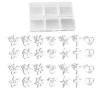 14 Pairs Clear Earrings Studs with Storage Box, Hypoallergenic Clear Earrings for School, Invisible Studs for Sensitive Ears for Women Girls Daughter Sisters Friends Lover, Christmas Birthday Gifts