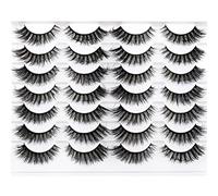 14 Pairs False Eyelashes Natural 3D Lashes, Cat Eye Russian Strip Lashes, Fluffy Reusable D Curl False Eyelashes Cat Eye Fake, Wispy 14 MM Volume Faux Mink Pack