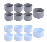 14 Pcs 4 Inch Silicone Cake Tins, Blue & Grey Individual Yorkshire Pudding Tins Easy to Demould, 10 cm Diameter 220℃ Heat Resistant Round Silicone Pudding Moulds for Muffins Puddings Mini Cupcakes