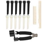 14 Pcs Acoustic Guitar Bridge Pins Kit with String Pegs Guitar Saddle 3-In-1 Pin Puller Remover for Guitarist Electric Classical Folk Ukulele Martin Acoustic Guitar Replacement Parts Tools
