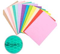 14 Pcs Assorted Colors Honeycomb Paper Craft Pads for DIY 3D Craft and Pop-Up Cards, 8.3x5.8inch Honeycomb Tissue Paper Pad for Cardmaking Embellishments Arts Supplies, 30 Layers Mini 2cm Glue Line